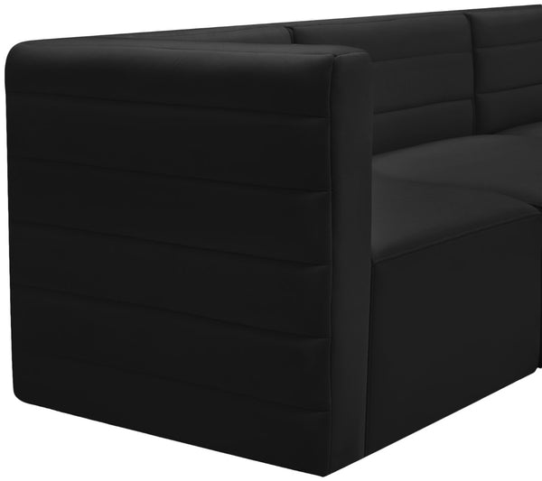 Quincy Velvet / Engineered Wood / Foam Contemporary Black Velvet Modular Sofa - 95" W x 31.5" D x 30.5" H