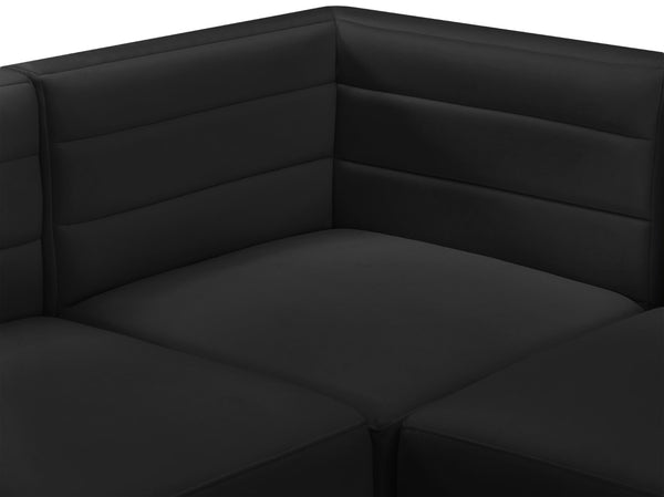 Quincy Velvet / Engineered Wood / Foam Contemporary Black Velvet Modular Sofa - 95" W x 31.5" D x 30.5" H