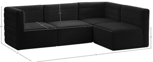 Quincy Velvet / Engineered Wood / Foam Contemporary Black Velvet Modular Sectional - 95" W x 63" D x 30.5" H