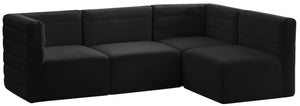 Quincy Velvet / Engineered Wood / Foam Contemporary Black Velvet Modular Sectional - 95" W x 63" D x 30.5" H