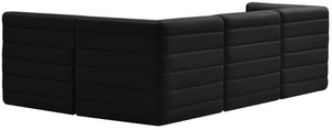 Quincy Velvet / Engineered Wood / Foam Contemporary Black Velvet Modular Sectional - 95" W x 63" D x 30.5" H