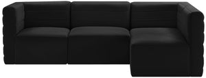 Quincy Velvet / Engineered Wood / Foam Contemporary Black Velvet Modular Sectional - 95" W x 63" D x 30.5" H