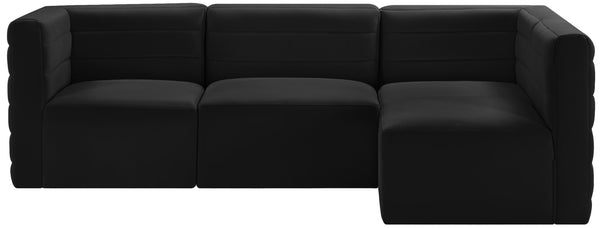 Quincy Velvet / Engineered Wood / Foam Contemporary Black Velvet Modular Sectional - 95" W x 63" D x 30.5" H