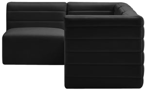 Quincy Velvet / Engineered Wood / Foam Contemporary Black Velvet Modular Sectional - 95" W x 63" D x 30.5" H