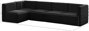 Quincy Velvet / Engineered Wood / Foam Contemporary Black Velvet Modular Sectional - 126" W x 63" D x 30.5" H