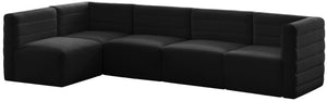 Quincy Velvet / Engineered Wood / Foam Contemporary Black Velvet Modular Sectional - 126" W x 63" D x 30.5" H