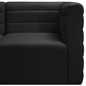 Quincy Velvet / Engineered Wood / Foam Contemporary Black Velvet Modular Sectional - 126" W x 63" D x 30.5" H