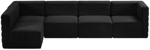 Quincy Velvet / Engineered Wood / Foam Contemporary Black Velvet Modular Sectional - 126" W x 63" D x 30.5" H