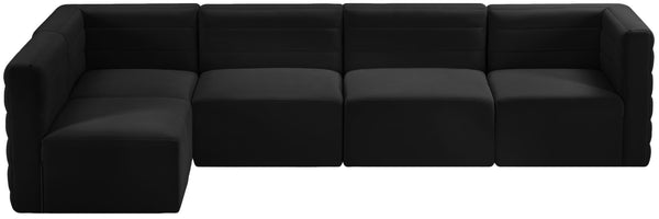 Quincy Velvet / Engineered Wood / Foam Contemporary Black Velvet Modular Sectional - 126" W x 63" D x 30.5" H