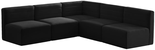 Quincy Velvet / Engineered Wood / Foam Contemporary Black Velvet Modular Sectional - 95" W x 95" D x 30.5" H
