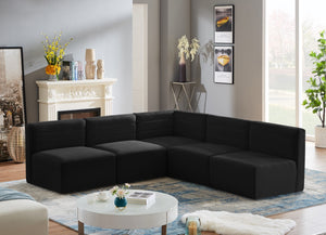 Quincy Velvet / Engineered Wood / Foam Contemporary Black Velvet Modular Sectional - 95" W x 95" D x 30.5" H