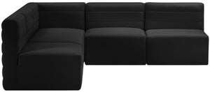 Quincy Velvet / Engineered Wood / Foam Contemporary Black Velvet Modular Sectional - 95" W x 95" D x 30.5" H