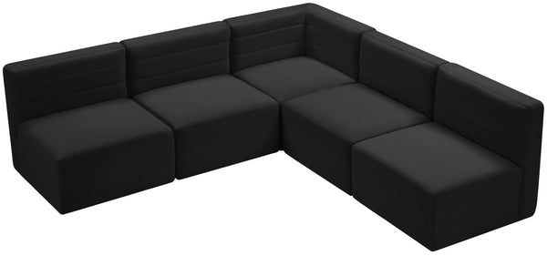 Quincy Velvet / Engineered Wood / Foam Contemporary Black Velvet Modular Sectional - 95" W x 95" D x 30.5" H