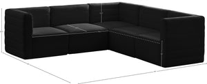 Quincy Velvet / Engineered Wood / Foam Contemporary Black Velvet Modular Sectional - 95" W x 95" D x 30.5" H