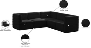 Quincy Velvet / Engineered Wood / Foam Contemporary Black Velvet Modular Sectional - 95" W x 95" D x 30.5" H