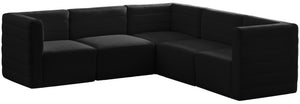 Quincy Velvet / Engineered Wood / Foam Contemporary Black Velvet Modular Sectional - 95" W x 95" D x 30.5" H