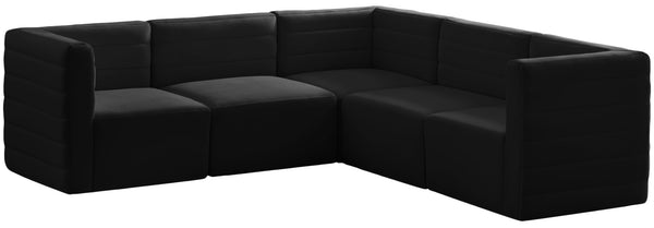 Quincy Velvet / Engineered Wood / Foam Contemporary Black Velvet Modular Sectional - 95" W x 95" D x 30.5" H