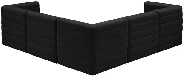 Quincy Velvet / Engineered Wood / Foam Contemporary Black Velvet Modular Sectional - 95" W x 95" D x 30.5" H