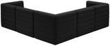 Quincy Velvet / Engineered Wood / Foam Contemporary Black Velvet Modular Sectional - 95" W x 95" D x 30.5" H