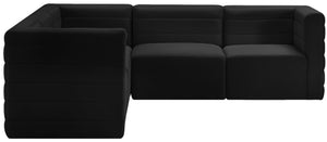 Quincy Velvet / Engineered Wood / Foam Contemporary Black Velvet Modular Sectional - 95" W x 95" D x 30.5" H
