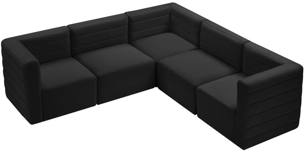 Quincy Velvet / Engineered Wood / Foam Contemporary Black Velvet Modular Sectional - 95" W x 95" D x 30.5" H