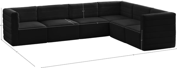 Quincy Velvet / Engineered Wood / Foam Contemporary Black Velvet Modular Sectional - 126" W x 95" D x 30.5" H