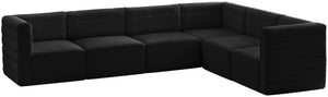 Quincy Velvet / Engineered Wood / Foam Contemporary Black Velvet Modular Sectional - 126" W x 95" D x 30.5" H