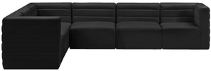 Quincy Velvet / Engineered Wood / Foam Contemporary Black Velvet Modular Sectional - 126" W x 95" D x 30.5" H