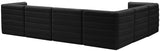 Quincy Velvet / Engineered Wood / Foam Contemporary Black Velvet Modular Sectional - 126" W x 95" D x 30.5" H