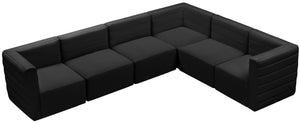 Quincy Velvet / Engineered Wood / Foam Contemporary Black Velvet Modular Sectional - 126" W x 95" D x 30.5" H