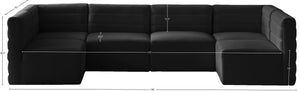 Quincy Velvet / Engineered Wood / Foam Contemporary Black Velvet Modular Sectional - 126" W x 63" D x 30.5" H