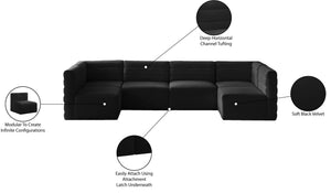 Quincy Velvet / Engineered Wood / Foam Contemporary Black Velvet Modular Sectional - 126" W x 63" D x 30.5" H