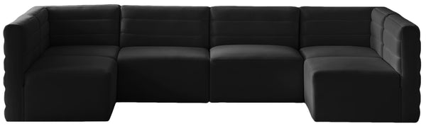 Quincy Velvet / Engineered Wood / Foam Contemporary Black Velvet Modular Sectional - 126" W x 63" D x 30.5" H