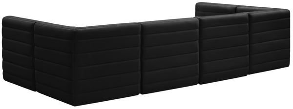 Quincy Velvet / Engineered Wood / Foam Contemporary Black Velvet Modular Sectional - 126" W x 63" D x 30.5" H