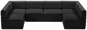 Quincy Velvet / Engineered Wood / Foam Contemporary Black Velvet Modular Sectional - 126" W x 63" D x 30.5" H