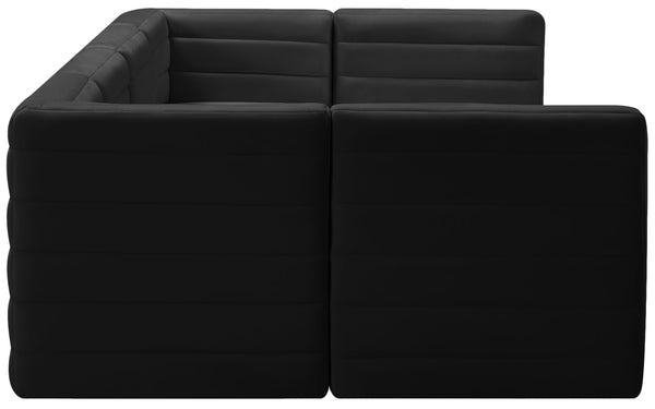 Quincy Velvet / Engineered Wood / Foam Contemporary Black Velvet Modular Sectional - 126" W x 63" D x 30.5" H