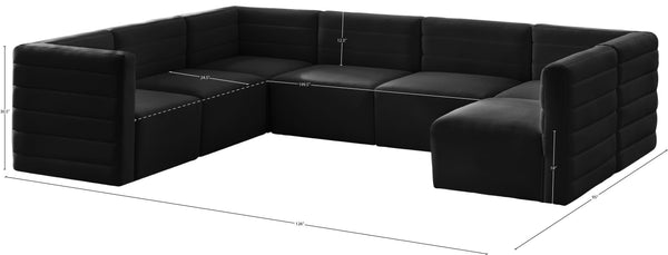 Quincy Velvet / Engineered Wood / Foam Contemporary Black Velvet Modular Sectional - 126" W x 95" D x 30.5" H