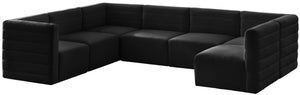 Quincy Velvet / Engineered Wood / Foam Contemporary Black Velvet Modular Sectional - 126" W x 95" D x 30.5" H