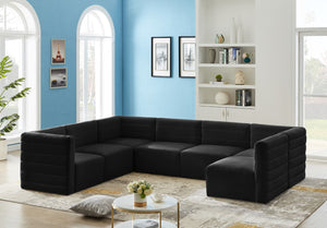 Quincy Velvet / Engineered Wood / Foam Contemporary Black Velvet Modular Sectional - 126" W x 95" D x 30.5" H