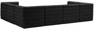 Quincy Velvet / Engineered Wood / Foam Contemporary Black Velvet Modular Sectional - 126" W x 95" D x 30.5" H