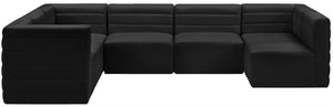 Quincy Velvet / Engineered Wood / Foam Contemporary Black Velvet Modular Sectional - 126" W x 95" D x 30.5" H