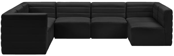 Quincy Velvet / Engineered Wood / Foam Contemporary Black Velvet Modular Sectional - 126" W x 95" D x 30.5" H