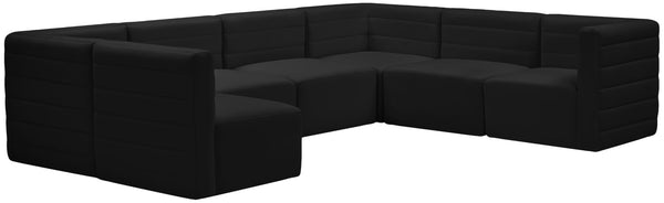 Quincy Velvet / Engineered Wood / Foam Contemporary Black Velvet Modular Sectional - 126" W x 95" D x 30.5" H