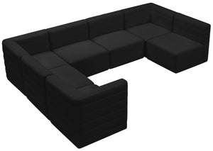 Quincy Velvet / Engineered Wood / Foam Contemporary Black Velvet Modular Sectional - 126" W x 95" D x 30.5" H