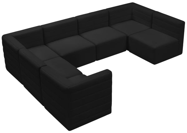 Quincy Velvet / Engineered Wood / Foam Contemporary Black Velvet Modular Sectional - 126" W x 95" D x 30.5" H