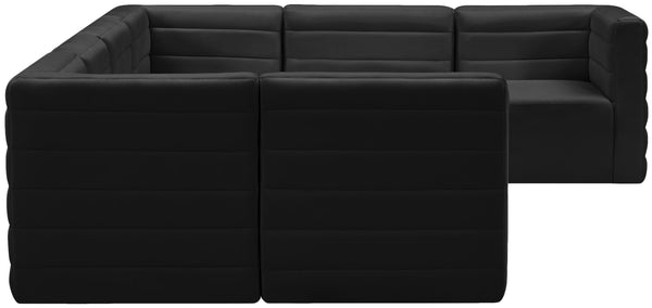 Quincy Velvet / Engineered Wood / Foam Contemporary Black Velvet Modular Sectional - 126" W x 95" D x 30.5" H