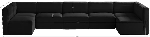 Quincy Velvet / Engineered Wood / Foam Contemporary Black Velvet Modular Sectional - 157.5" W x 95" D x 30.5" H