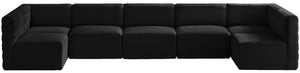 Quincy Velvet / Engineered Wood / Foam Contemporary Black Velvet Modular Sectional - 157.5" W x 95" D x 30.5" H