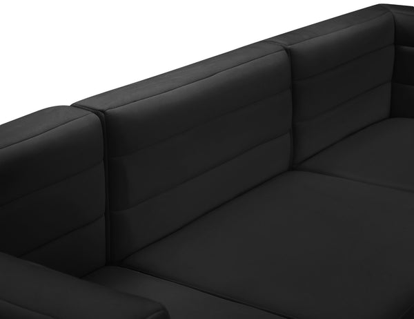 Quincy Velvet / Engineered Wood / Foam Contemporary Black Velvet Modular Sectional - 157.5" W x 95" D x 30.5" H