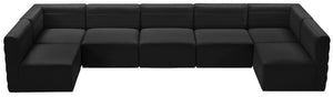 Quincy Velvet / Engineered Wood / Foam Contemporary Black Velvet Modular Sectional - 157.5" W x 95" D x 30.5" H
